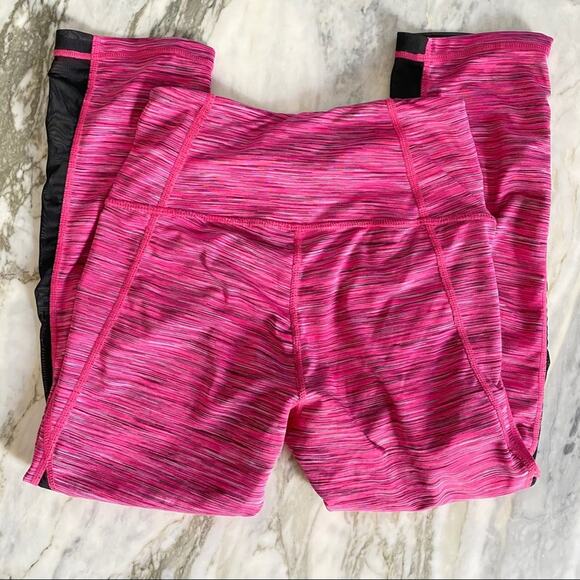 Z BY ZELLA Womens Mesh Cut Out Pink Spacedye Capri High Waist Leggings Size XS - Picture 5 of 8